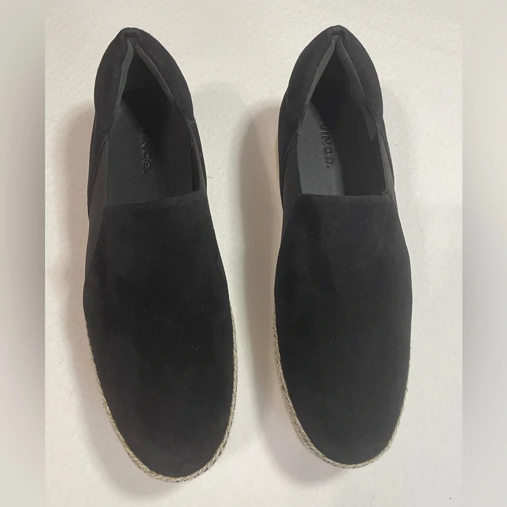 Vince‎ Wilden Espadrille Slip-on Platform Sneaker, black suede size 9.5 M